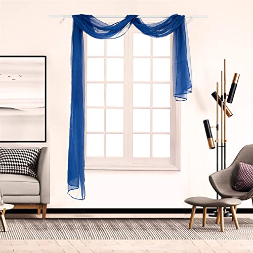 SCHOAL Voile Querbehang Transparenter Freihandbogen Uni Freihanddeko einfarbig Deko Gardinen Dekoschals Vorhang Wohnzimmer Gardinenschals 1 Stück HxB 90x200cm Blau #1 von SCHOAL