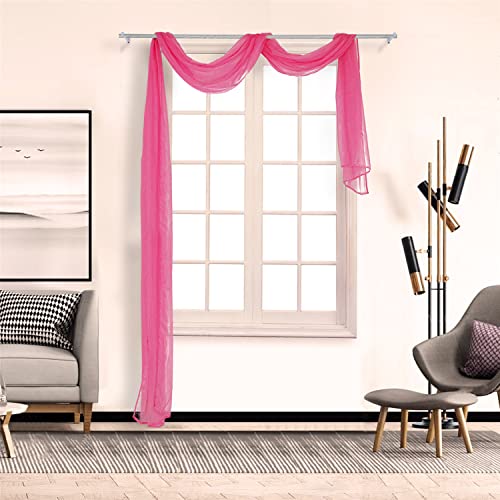 SCHOAL Voile Querbehang Transparenter Freihandbogen Uni Freihanddeko einfarbig Deko Gardinen Dekoschals Vorhang Wohnzimmer Gardinenschals 1 Stück HxB 90x200cm Rosa #1 von SCHOAL