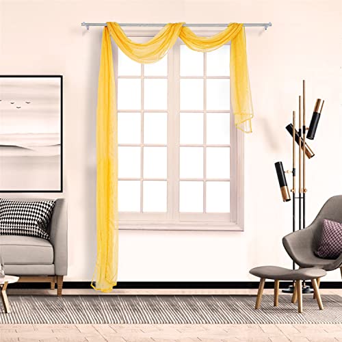 SCHOAL Voile Querbehang Transparenter Freihandbogen Uni Freihanddeko einfarbig Deko Gardinen Dekoschals Vorhang Wohnzimmer Gardinenschals 1 Stück HxB 90x400cm Gelb #1 von SCHOAL