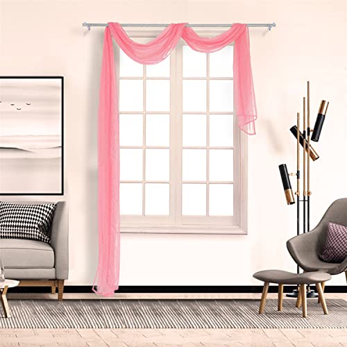 SCHOAL Voile Querbehang Transparenter Freihandbogen Uni Freihanddeko einfarbig Deko Gardinen Dekoschals Vorhang Wohnzimmer Gardinenschals 1 Stück HxB 90x400cm Rosa #3 von SCHOAL