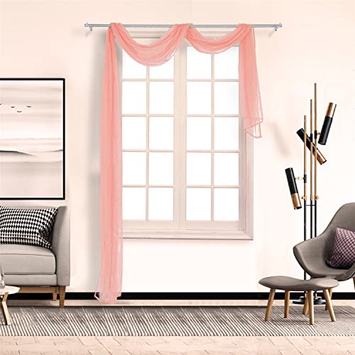 SCHOAL Voile Querbehang Transparenter Freihandbogen Uni Freihanddeko einfarbig Deko Gardinen Dekoschals Vorhang Wohnzimmer Gardinenschals 1 Stück HxB 90x400cm Rosa #4 von SCHOAL