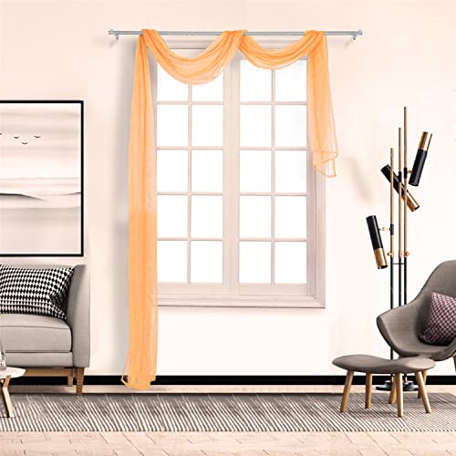 SCHOAL Voile Querbehang Transparenter Freihandbogen Uni Freihanddeko einfarbig Deko Gardinen Dekoschals Vorhang Wohnzimmer Gardinenschals 1 Stück HxB 90x500cm Gelb #2 von SCHOAL