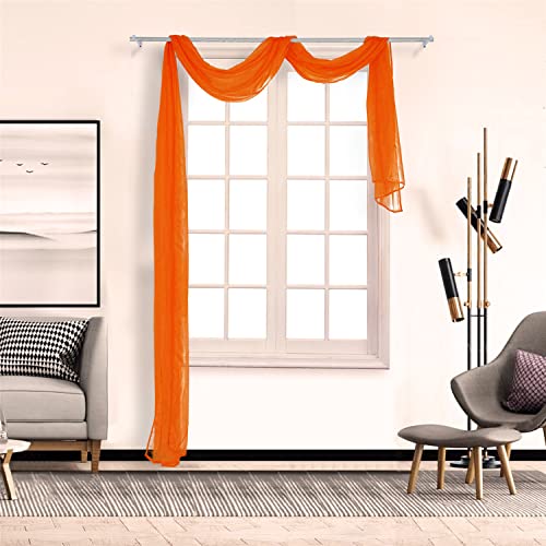 SCHOAL Voile Querbehang Transparenter Freihandbogen Uni Freihanddeko einfarbig Deko Gardinen Dekoschals Vorhang Wohnzimmer Gardinenschals 1 Stück HxB 90x500cm Orange von SCHOAL