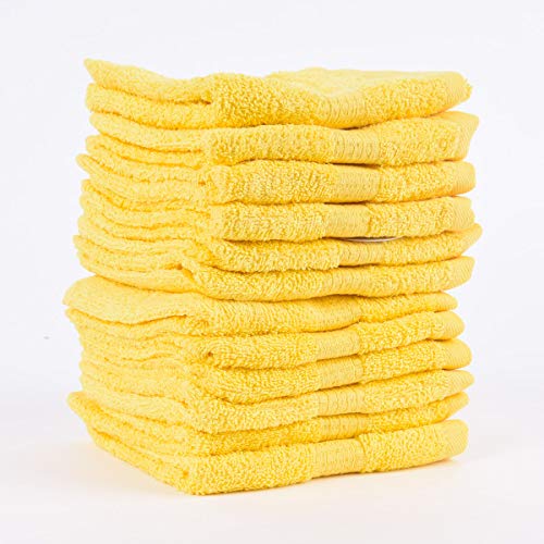 SCHÖNER LEBEN. 12er Set Gästehandtücher 30x50cm Qualitätsfrottee 100% Baumwolle 500g/qm einfarbig, Farbe:gelb von SCHÖNER LEBEN.