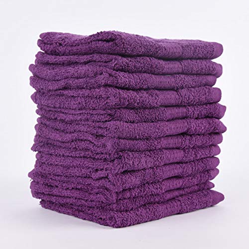 SCHÖNER LEBEN. 12er Set Gästehandtücher 30x50cm Qualitätsfrottee 100% Baumwolle 500g/qm einfarbig, Farbe:lila von SCHÖNER LEBEN.