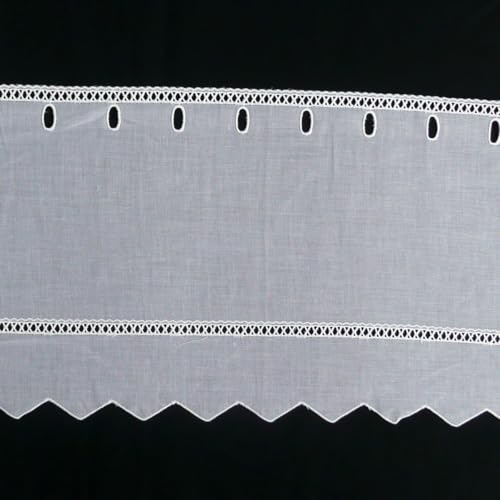 SCHÖNER LEBEN. Bistrogardine Scheibengardine Meterware weiß mit Stickerei Höhe:27cm von SCHÖNER LEBEN.
