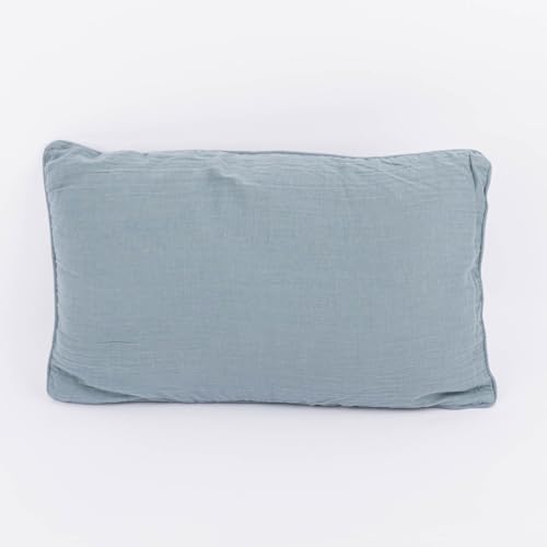 SCHÖNER LEBEN. Deko Kissen Musselin mit Keder Uni versch. Farben 45x45cm o. 30x50cm, Größe:30x50cm (BxL), Farbe:hellblau von SCHÖNER LEBEN.