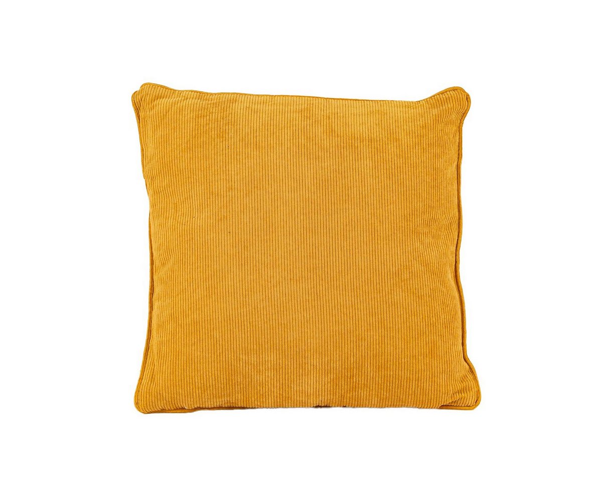 SCHÖNER LEBEN. Dekokissen Deko Kissen aus Cord mit Kederumrandung einfarbig curry gelb 45x45cm von SCHÖNER LEBEN.