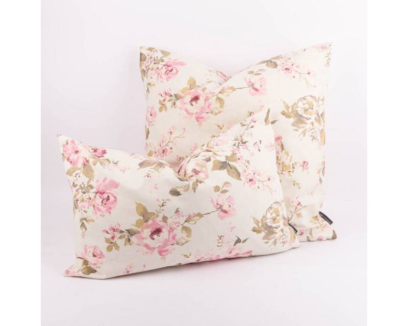 SCHÖNER LEBEN. Dekokissen Kissenhülle Classic Painted Rose ecru rosa div. Größen SCHÖNER LEBEN von SCHÖNER LEBEN.