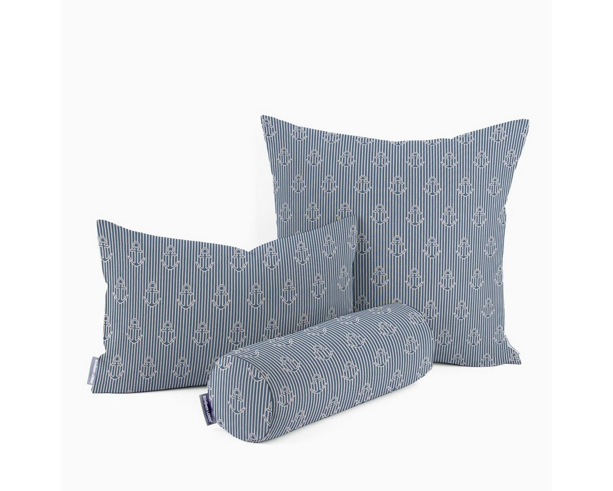 SCHÖNER LEBEN. Dekokissen SCHÖNER LEBEN. Kissenhülle Iconic Anchor Stripe Anker Streifen blau w von SCHÖNER LEBEN.