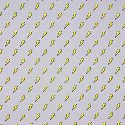 SCHÖNER LEBEN. Dekostoff Baumwollstoff Blitze grau neon gelb 1,40m Breite von SCHÖNER LEBEN.