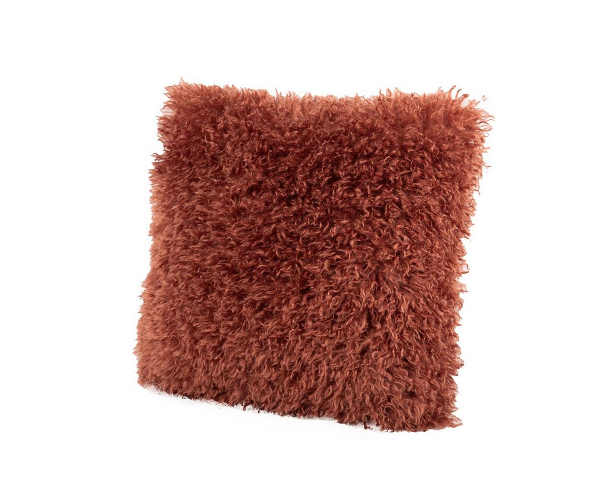 SCHÖNER LEBEN. Fellkissen Kuschelkissen Frieda Flokati Schaffell-Optik marsala rotbraun 45x45cm von SCHÖNER LEBEN.