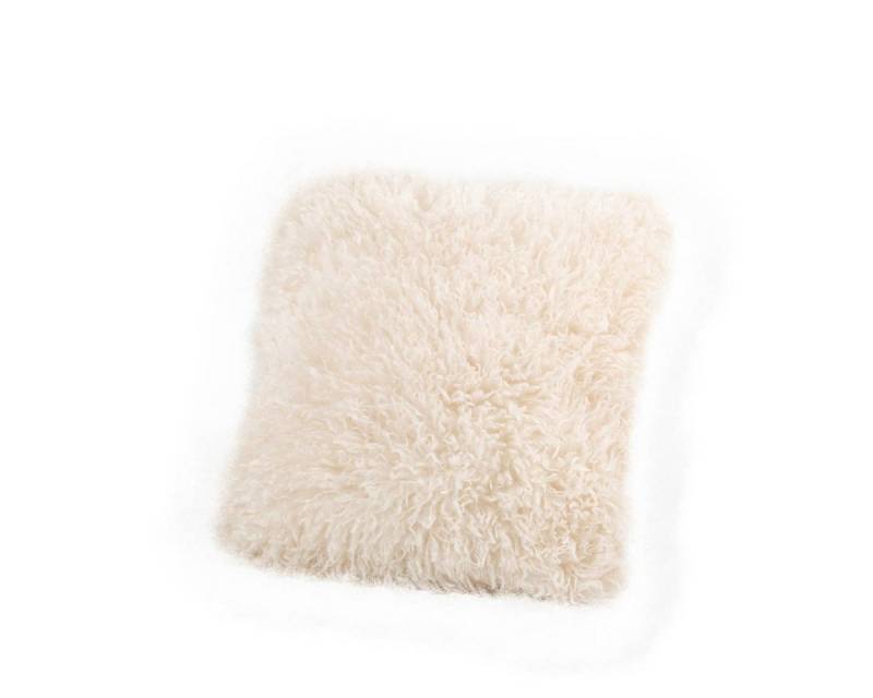 SCHÖNER LEBEN. Fellkissen Kuschelkissen Frieda Flokati Schaffell-Optik weiß 45x45cm von SCHÖNER LEBEN.