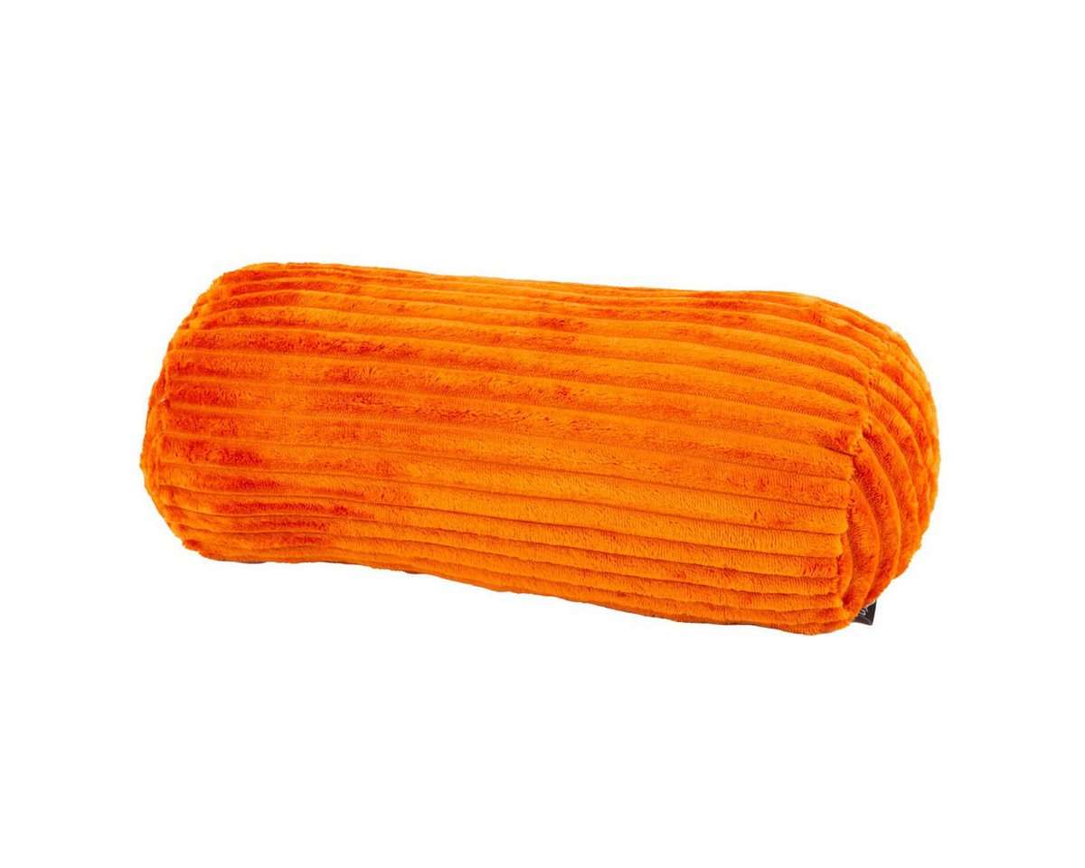 SCHÖNER LEBEN. Fellkissen Nackenrolle Plüsch Cordoptik orange 20x45cm Kuschelkissen von SCHÖNER LEBEN.