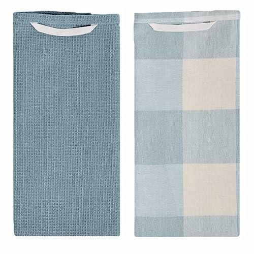 SCHÖNER LEBEN. Geschirrtücher Gastro aus Baumwolle blau beige 40x65cm 2er Set von SCHÖNER LEBEN.