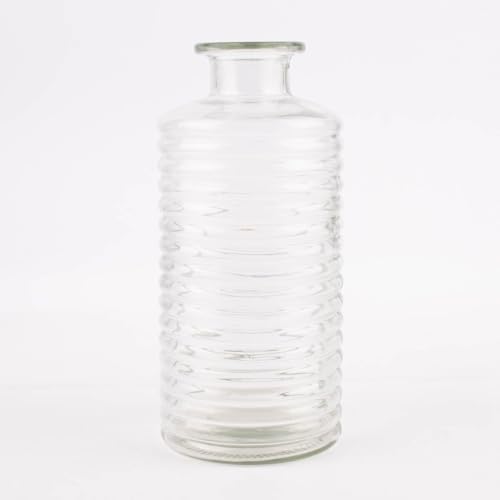 SCHÖNER LEBEN. Große Vase zylinderförmig mit Rillenprägung u. schmalem Hals Glas klar farblos 14,5x31cm von SCHÖNER LEBEN.