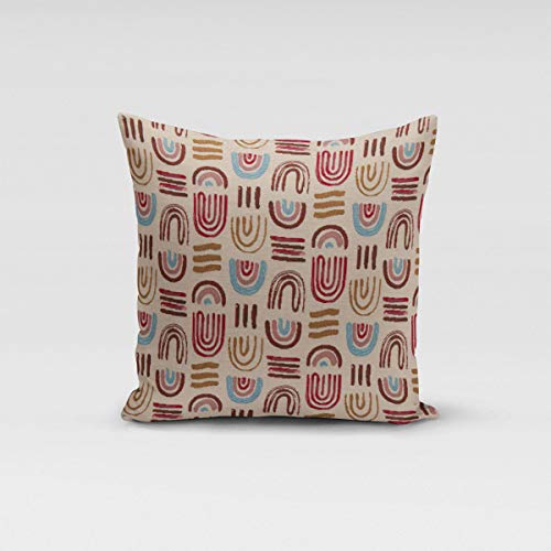 SCHÖNER LEBEN. Kissenhülle Regenbogen beige blau rot div. Größen, Größe:60x60cm (HxB) von SCHÖNER LEBEN.