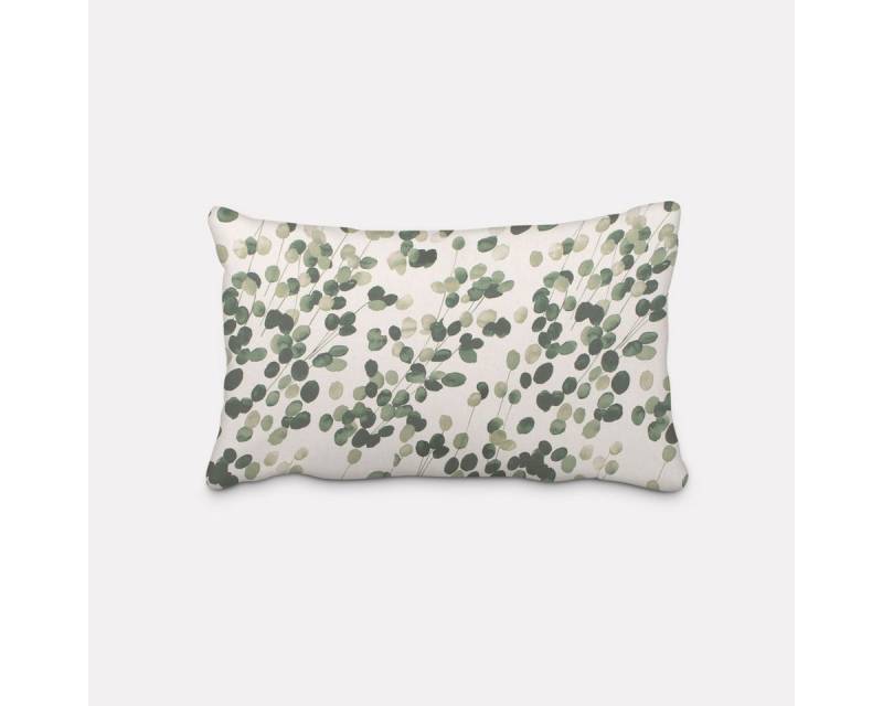 SCHÖNER LEBEN. Dekokissen SCHÖNER LEBEN. Kissenhülle Digitaldruck Blätter wollweiß grün von SCHÖNER LEBEN.