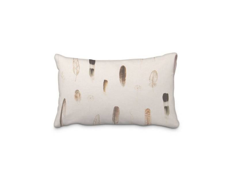 SCHÖNER LEBEN. Dekokissen SCHÖNER LEBEN. Kissenhülle Digitaldruck Federn creme braun von SCHÖNER LEBEN.