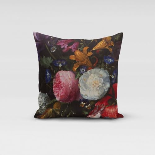 SCHÖNER LEBEN. Kissenhülle Samt Blumen Tulpen Pfingstrosen grün bunt, Größe:80x80cm (HxB) von SCHÖNER LEBEN.