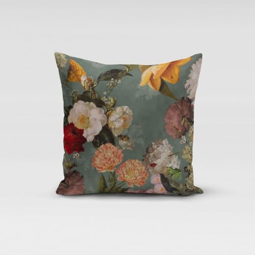 SCHÖNER LEBEN. Kissenhülle Samt Vintage Rosen Blumen Mint, Größe:40x40cm (HxB) von SCHÖNER LEBEN.