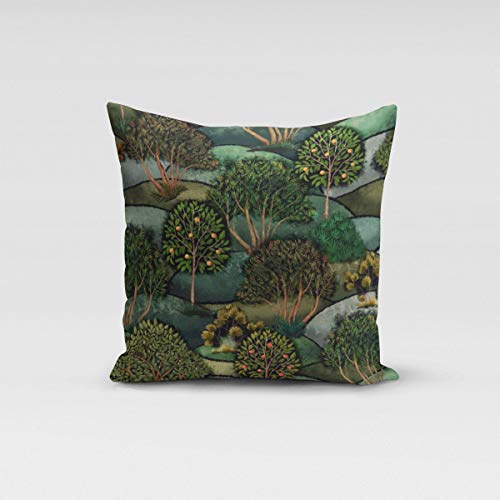 SCHÖNER LEBEN. Kissenhülle Wald Bäume Landschaft grün div. Größen, Größe:40x40cm (HxB) von SCHÖNER LEBEN.