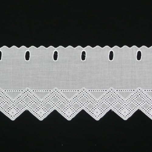 SCHÖNER LEBEN. Scheibengardine Meterware Batist weiß mit Stickerei 15cm Breite von SCHÖNER LEBEN.