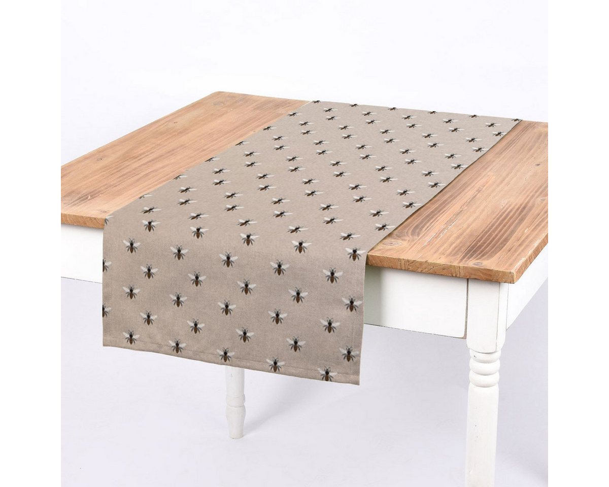 SCHÖNER LEBEN. Tischläufer SCHÖNER LEBEN. Tischläufer Bienen natur 40x160cm, handmade von SCHÖNER LEBEN.