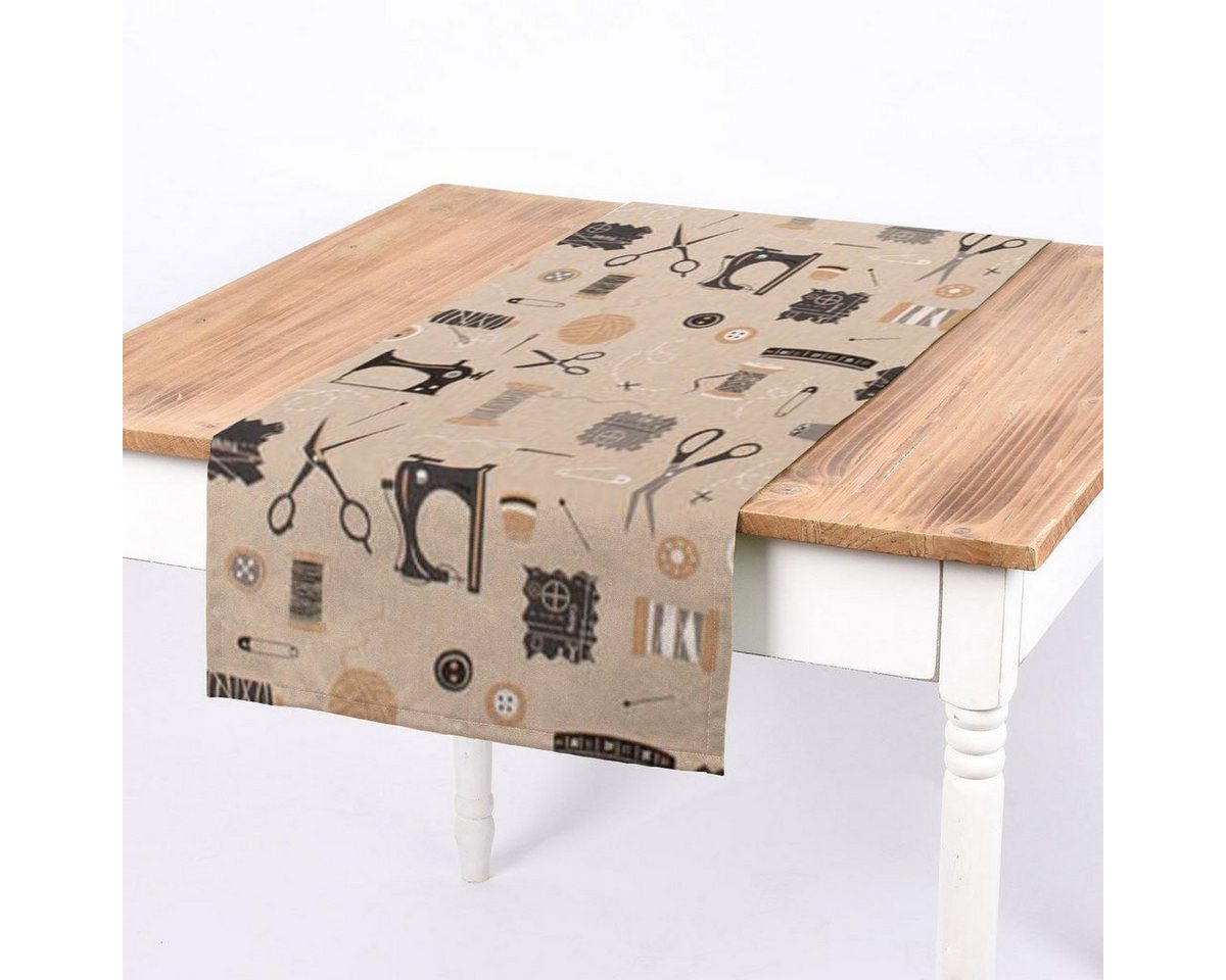 SCHÖNER LEBEN. Tischläufer SCHÖNER LEBEN. Tischläufer Sewing Atelier Nähzubehör natur schwarz, handmade SCHÖNER LEBEN. Tischläufer SCHÖNER LEBEN. Tischläufer Sewing Atelier Nähzubehör natur schwarz, handmade von SCHÖNER LEBEN.