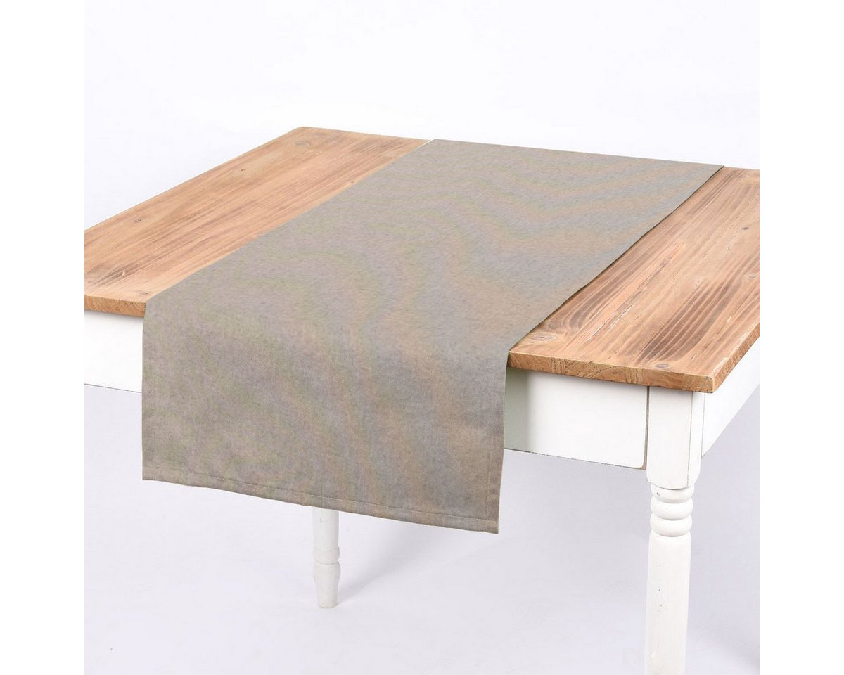 SCHÖNER LEBEN. Tischläufer SCHÖNER LEBEN. Tischläufer Leinenlook meliert uni grau 40x160cm, handmade von SCHÖNER LEBEN.