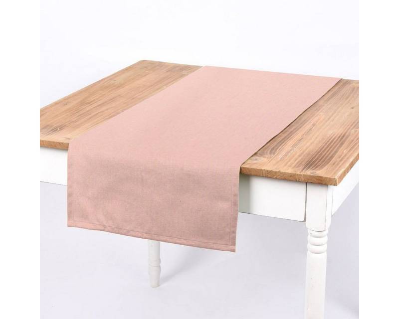 SCHÖNER LEBEN. Tischläufer SCHÖNER LEBEN. Tischläufer Leinenlook uni rosa 40x160cm, handmade von SCHÖNER LEBEN.