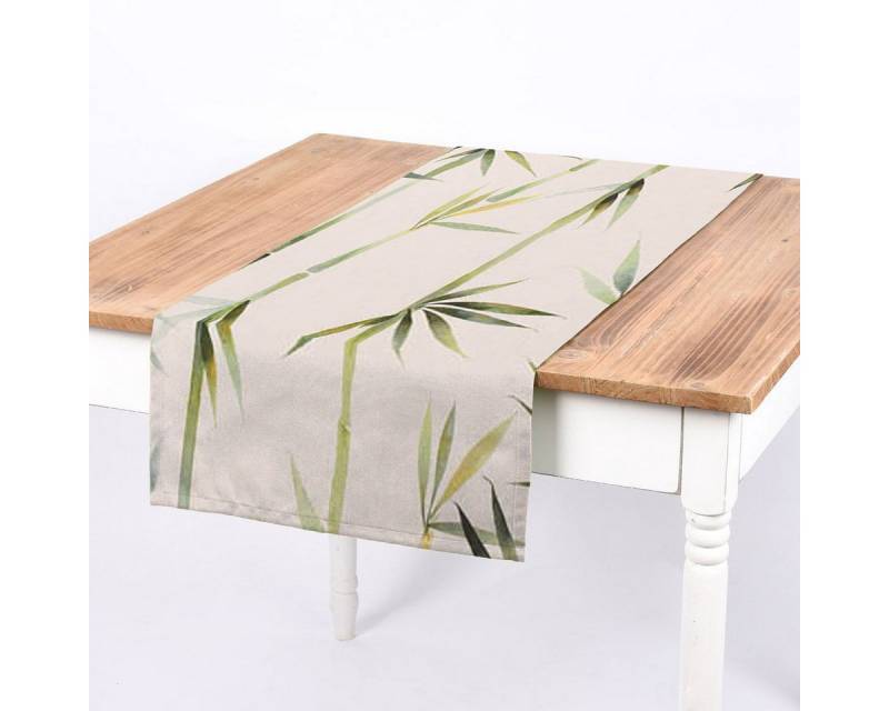 SCHÖNER LEBEN. Tischläufer SCHÖNER LEBEN. Tischläufer Pacific Bambus dunkel-beige grün 40x160cm, handmade von SCHÖNER LEBEN.