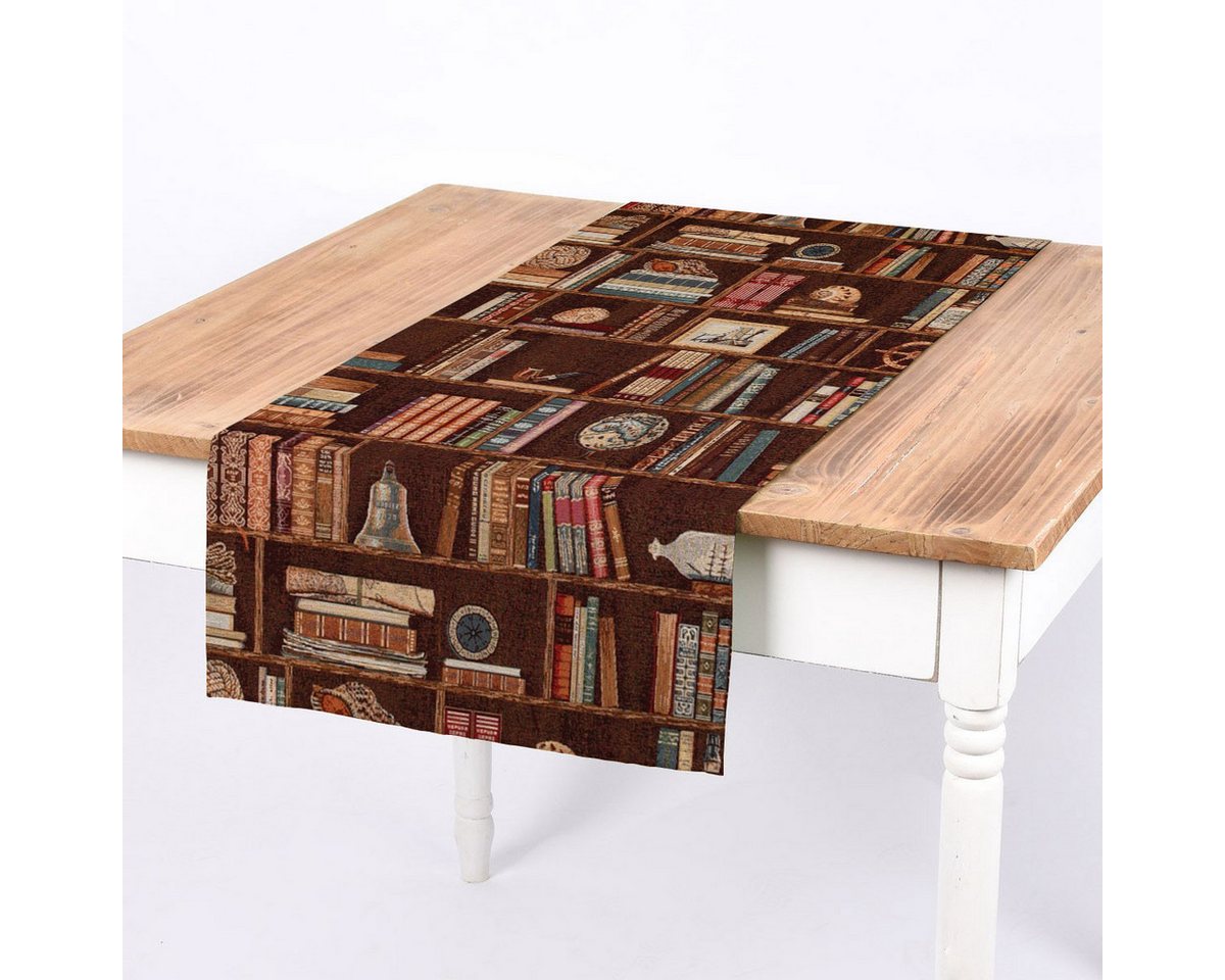 SCHÖNER LEBEN. Tischläufer SCHÖNER LEBEN. Tischläufer Premium Bookshelve Marine Bücherregal Nau, handmade von SCHÖNER LEBEN.