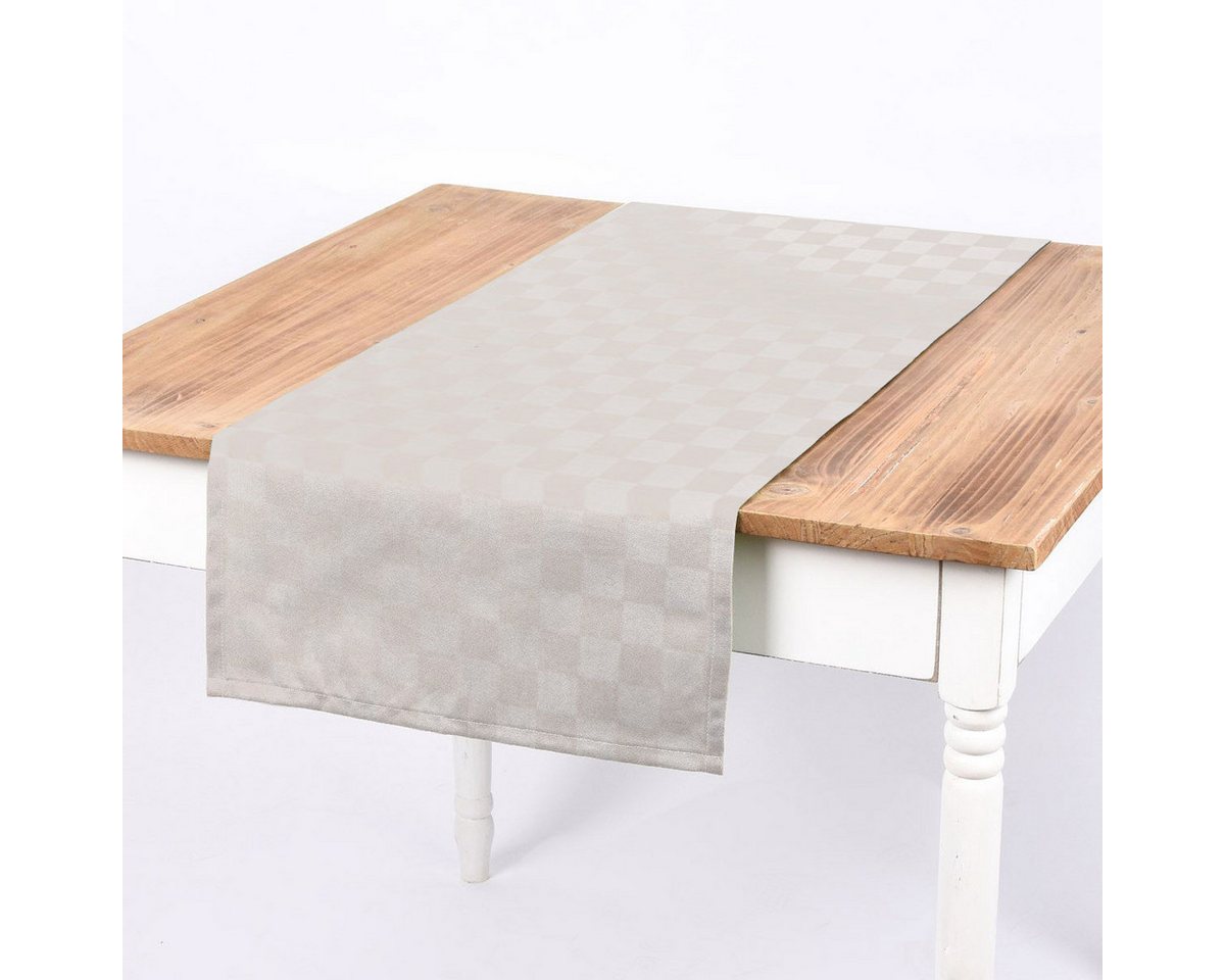 SCHÖNER LEBEN. Tischläufer SCHÖNER LEBEN. Tischläufer Schachbrett natur weiß 40x160cm, handmade von SCHÖNER LEBEN.