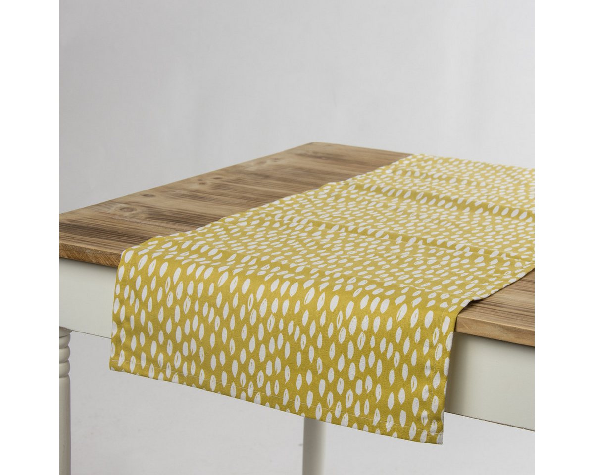 SCHÖNER LEBEN. Tischband »Schöner Leben Tischläufer Bayside Honeydew ocker gelb weiß 40x160cm«, handmade von SCHÖNER LEBEN.
