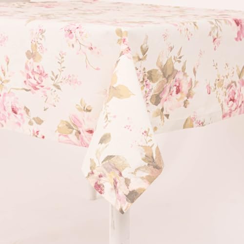SCHÖNER LEBEN. Tischdecke Classic Painted Rose Ecru rosa div. Größen, Tischdecken Größe:80x80cm von SCHÖNER LEBEN.