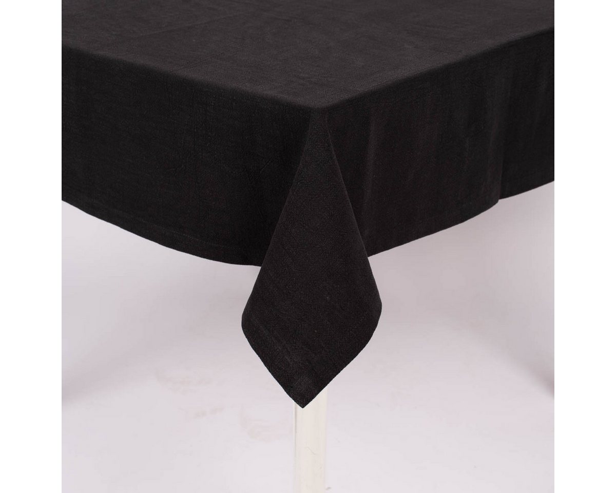 SCHÖNER LEBEN. Tischdecke Tischdecke Leinen mit BW-Anteil schwarz von SCHÖNER LEBEN., handmade von SCHÖNER LEBEN.