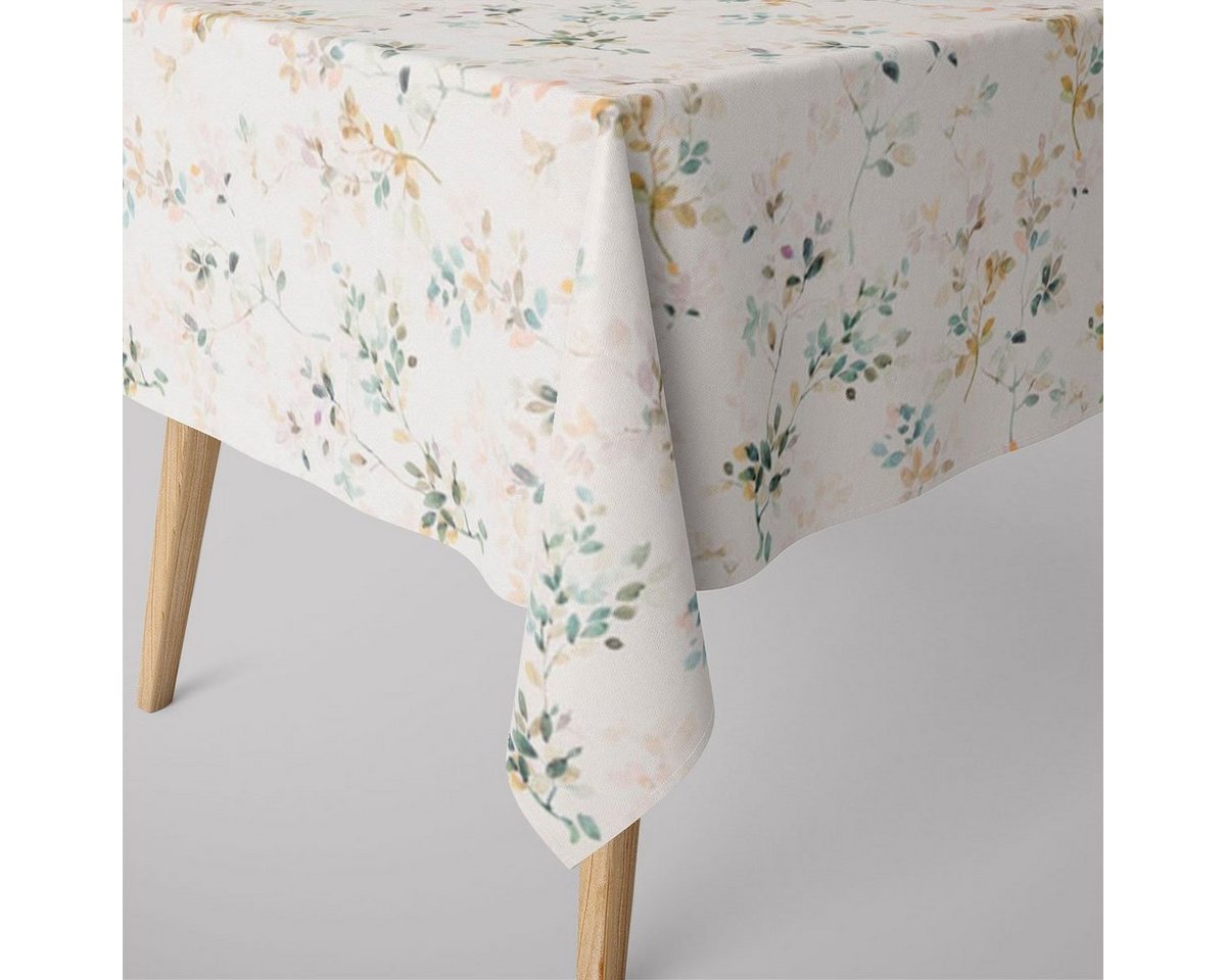 SCHÖNER LEBEN. Tischdecke SCHÖNER LEBEN. Tischdecke Blätterzweige Blüten weiß pastell, Digitaldruck SCHÖNER LEBEN. Tischdecke SCHÖNER LEBEN. Tischdecke Blätterzweige Blüten weiß pastell, Digitaldruck von SCHÖNER LEBEN.