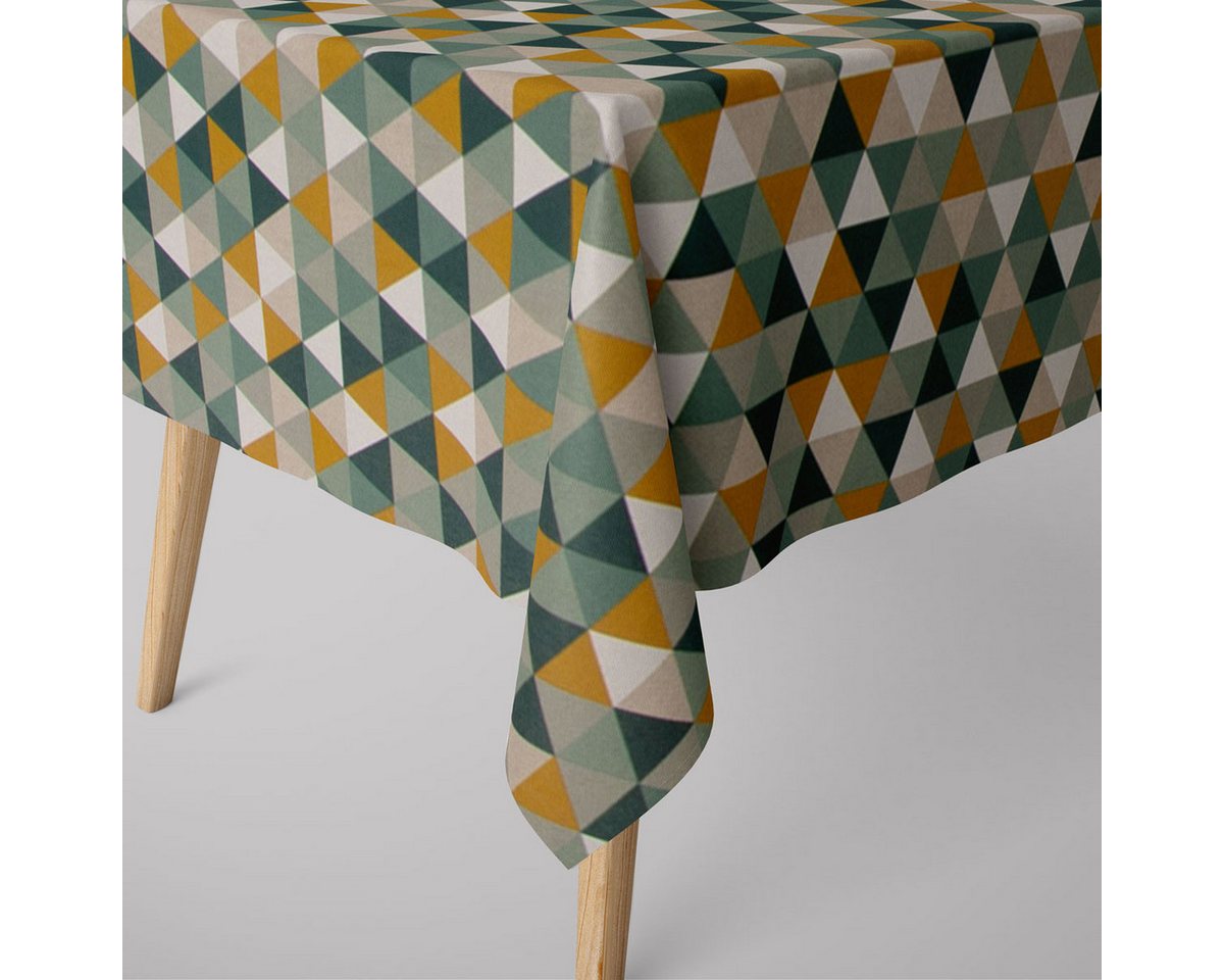 SCHÖNER LEBEN. Tischdecke SCHÖNER LEBEN. Tischdecke Dreiecke natur grün gelb div. Größen, handmade SCHÖNER LEBEN. Tischdecke SCHÖNER LEBEN. Tischdecke Dreiecke natur grün gelb div. Größen, handmade von SCHÖNER LEBEN.