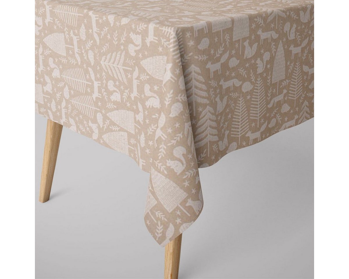 SCHÖNER LEBEN. Tischdecke SCHÖNER LEBEN. Tischdecke Forest Animals Handcraft Waldtiere natur wei, handmade SCHÖNER LEBEN. Tischdecke SCHÖNER LEBEN. Tischdecke Forest Animals Handcraft Waldtiere natur wei, handmade von SCHÖNER LEBEN.