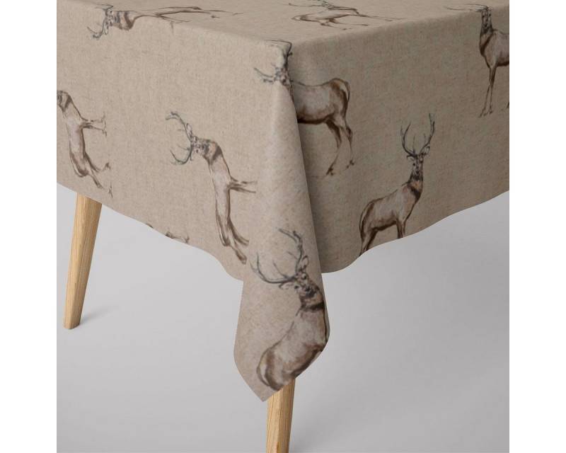 SCHÖNER LEBEN. Tischdecke SCHÖNER LEBEN. Tischdecke Fryett`s Landhaus Hirsch natur braun, handmade von SCHÖNER LEBEN.