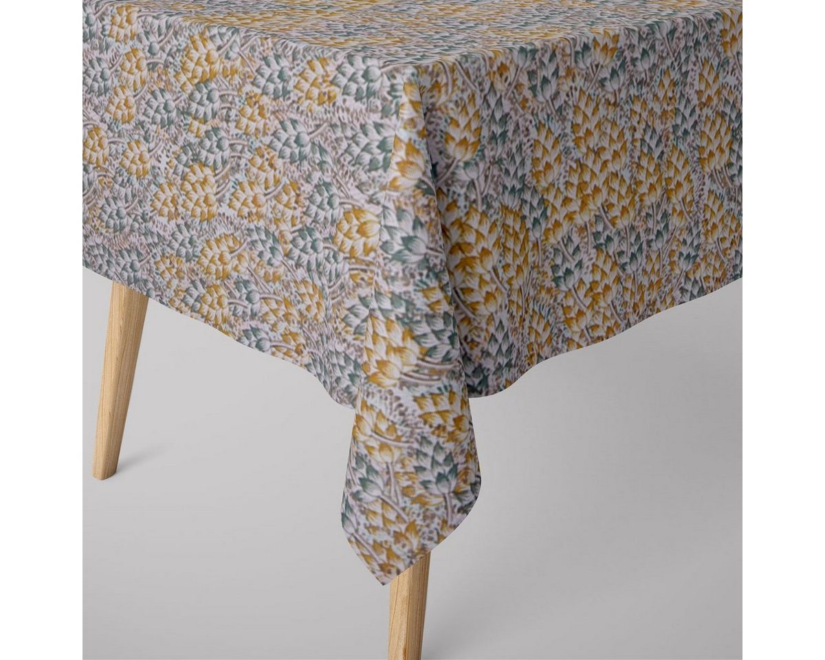 SCHÖNER LEBEN. Tischdecke SCHÖNER LEBEN. Tischdecke Gräser Ähren weiß grün ocker braun, handmade von SCHÖNER LEBEN.