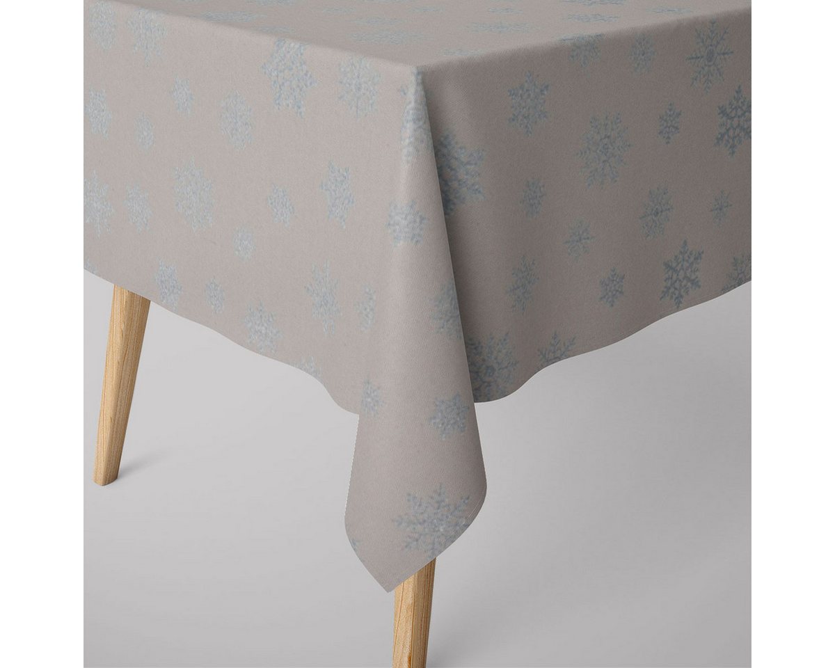 SCHÖNER LEBEN. Tischdecke SCHÖNER LEBEN. Tischdecke Eiskristalle beige hellblau silber, handmade SCHÖNER LEBEN. Tischdecke SCHÖNER LEBEN. Tischdecke Eiskristalle beige hellblau silber, handmade von SCHÖNER LEBEN.