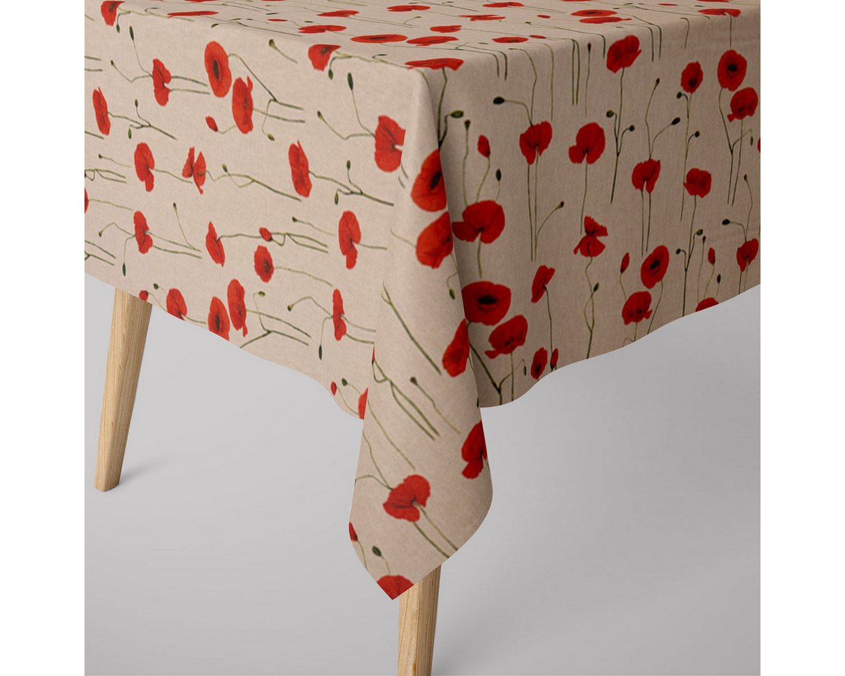 SCHÖNER LEBEN. Tischdecke SCHÖNER LEBEN. Tischdecke Leinenlook Poppy Field Mohnblumen natur rot, handmade SCHÖNER LEBEN. Tischdecke SCHÖNER LEBEN. Tischdecke Leinenlook Poppy Field Mohnblumen natur rot, handmade von SCHÖNER LEBEN.