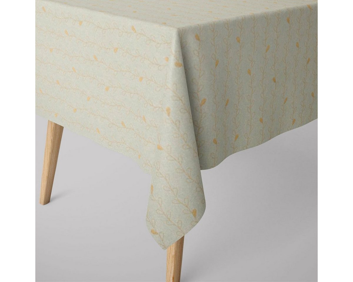 SCHÖNER LEBEN. Tischdecke SCHÖNER LEBEN. Tischdecke Metallic Blätterranken mint gold, handmade SCHÖNER LEBEN. Tischdecke SCHÖNER LEBEN. Tischdecke Metallic Blätterranken mint gold, handmade von SCHÖNER LEBEN.