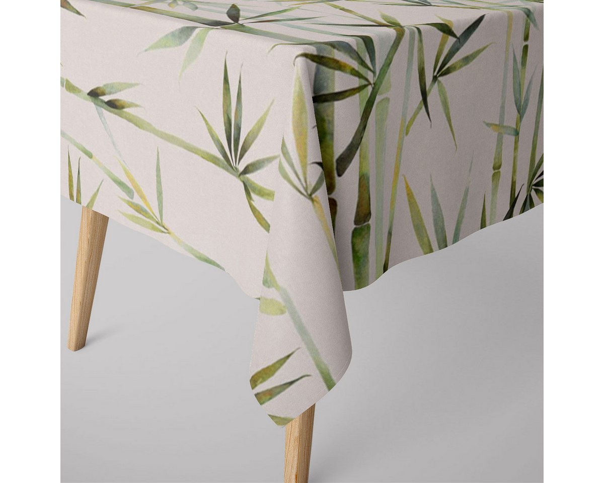 SCHÖNER LEBEN. Tischdecke SCHÖNER LEBEN. Tischdecke Pacific Bambus dunkel-beige grün, handmade von SCHÖNER LEBEN.