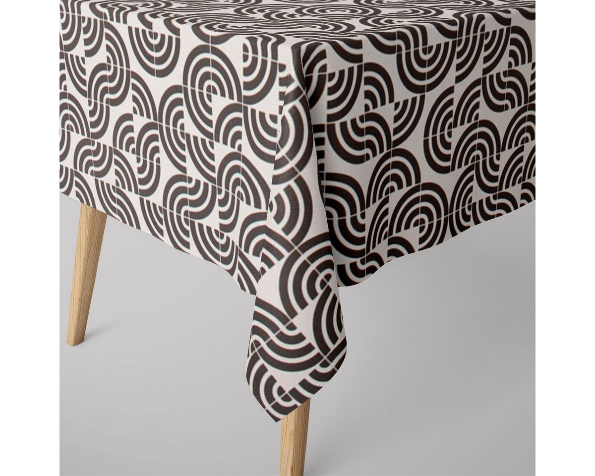 SCHÖNER LEBEN. Tischdecke SCHÖNER LEBEN. Tischdecke Retro Quadrat Bogen schwarz weiß, handmade SCHÖNER LEBEN. Tischdecke SCHÖNER LEBEN. Tischdecke Retro Quadrat Bogen schwarz weiß, handmade von SCHÖNER LEBEN.