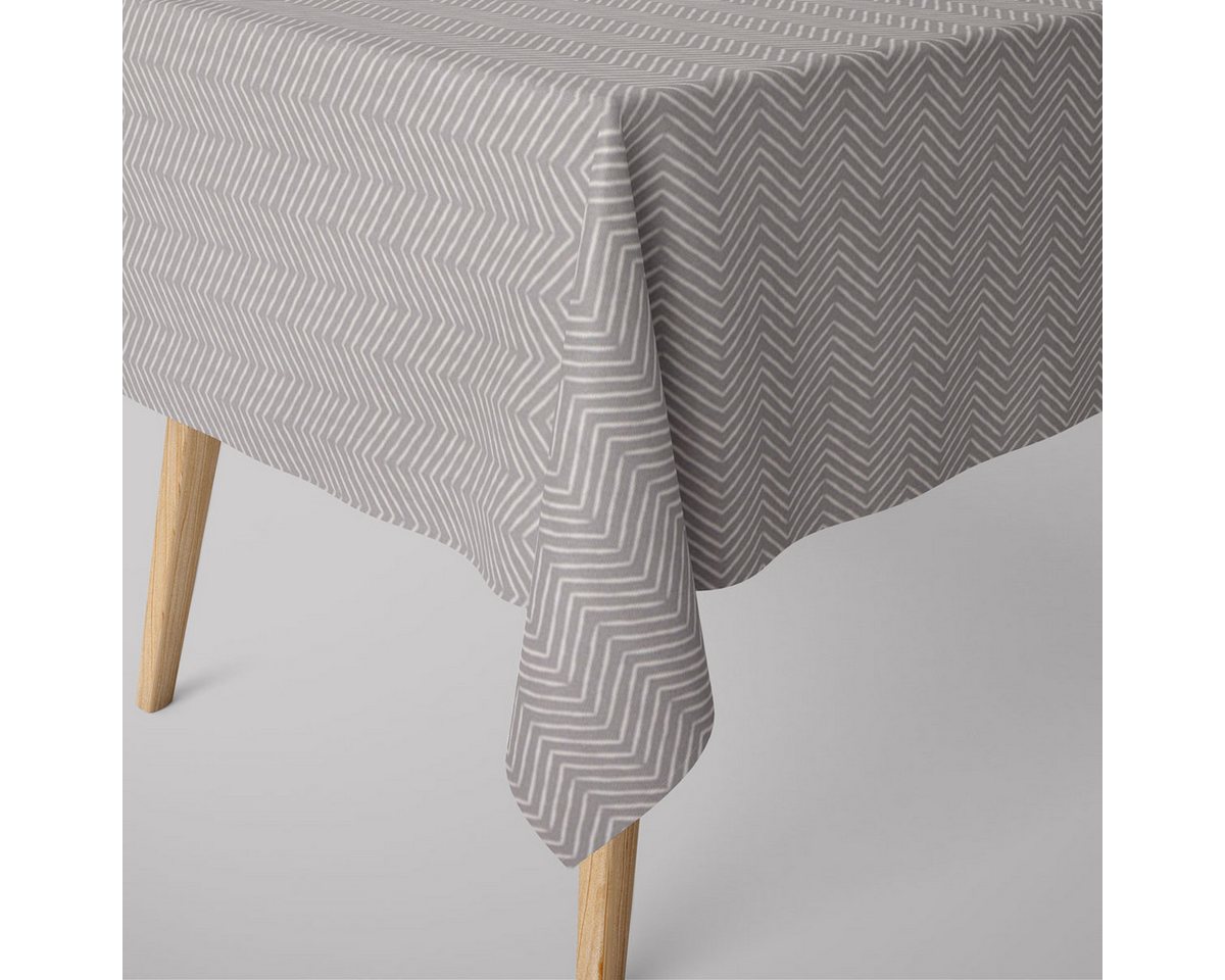 SCHÖNER LEBEN. Tischdecke SCHÖNER LEBEN. Tischdecke ZickZack smoke grau verschiedene Größen, handmade von SCHÖNER LEBEN.