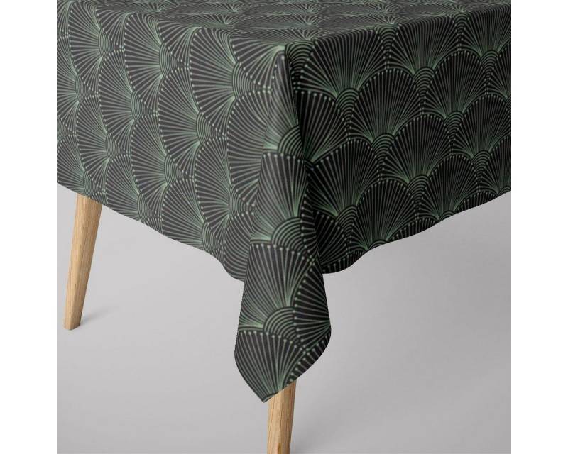 SCHÖNER LEBEN. Tischdecke SCHÖNER LEBEN. Tischdecke aus Baumwolle Fächer Bogen dunkelblau mintg, Digitaldruck von SCHÖNER LEBEN.