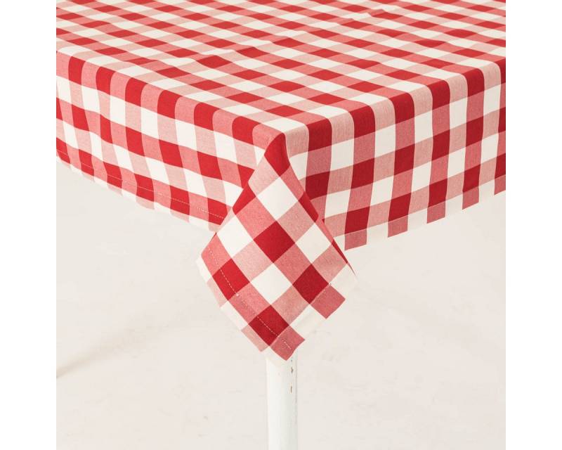 SCHÖNER LEBEN. Tischdecke Tischdecke Karos rot weiß in versch. Größen von SCHÖNER LEBEN., handmade von SCHÖNER LEBEN.